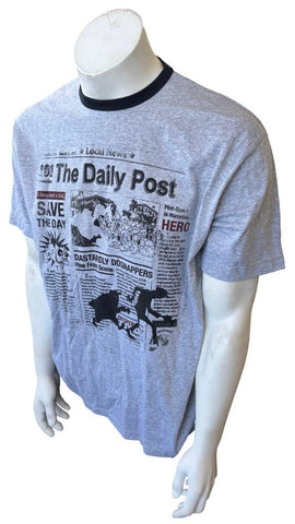 Disney Men's 101 Dalmations The Daily Post Graphic Gray Shirt Size Large
