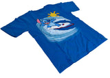 Disney Boys Lilo & Stitch Surfing Graphic Blue Short Sleeve Shirt Size Medium