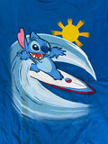 Disney Boys Lilo & Stitch Surfing Graphic Blue Short Sleeve Shirt Size Medium