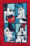 Disney Boys Mickey Pluto Donald Goofy Graphic Red Short Sleeve Shirt Size Medium
