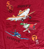Disney Boys Planes Dusty Skipper Chupacabra Graphic Red Shirt Size Medium
