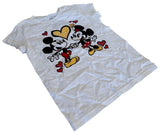 Disney Girls Mickey Mouse & Minnie Mouse Love Graphic White Shirt Size Medium