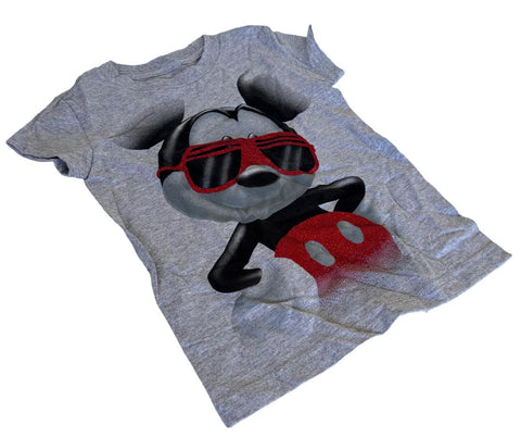 Disney Girls Mickey Mouse Shades Graphic Gray Short Sleeve Shirt Size XXS