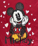 Disney Girls Mickey Mouse Hearts Graphic Red Short Sleeve Shirt Size Small