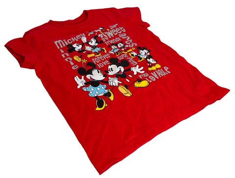 Disney Girls Mickey Mouse & Minnie Mouse Sweethearts Red Shirt Size Medium