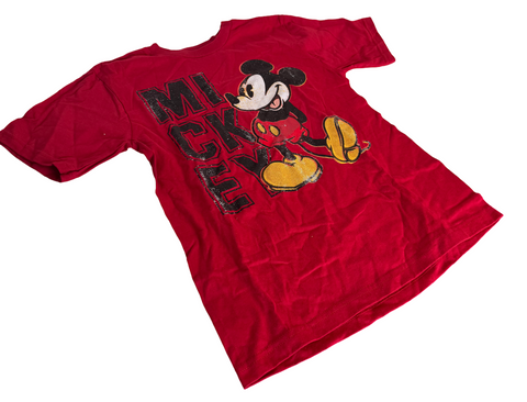 Disney Boys Classic Mickey Mouse Graphic Red Short Sleeve Shirt Size Medium