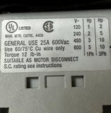 Allen Bradley 194E-E25-1753 Load Switch Disconnector Series B 25A 3-Pole