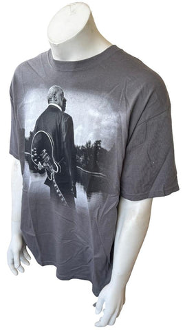 Anvil Men's B.B. King 2013 Tour Graphic Gray Short Sleeve Shirt Size X-Large