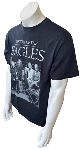 Anvil Men's History Of The Eagles Graphic Black Short Sleeve Shirt Size Large