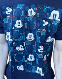 Disney Men's Faces Of Mickey Mouse Blue Short Sleeve Shirt Size Medium