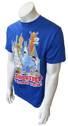 Disney Parks Men's I Conquered It's A Small World Graphic Blue Shirt Size Medium