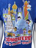 Disney Parks Men's I Conquered It's A Small World Graphic Blue Shirt Size Medium