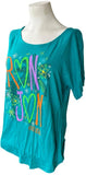 Ron Jon Surf Shop Women's Heart Cocoa Beach Graphic Teal Shirt Size Medium