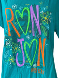 Ron Jon Surf Shop Women's Heart Cocoa Beach Graphic Teal Shirt Size Medium