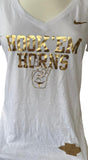 Nike Women's Texas Longhorns Hook 'Em Horns White Slim Fit Shirt Size Medium