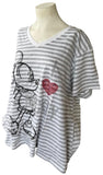 Disney Women's I Love Mickey Mouse Striped Short Sleeve Shirt Size 3XL