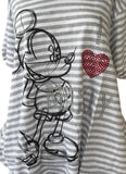 Disney Women's I Love Mickey Mouse Striped Short Sleeve Shirt Size 3XL