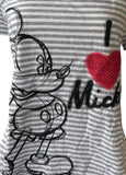 Disney Women's I Love Mickey Mouse Striped Short Sleeve Shirt Size Large