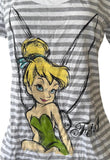 Disney Women's Tinker Bell Feisty Striped Short Sleeve Shirt Size Medium