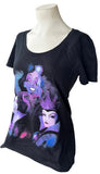 Disney Women's Cruella Maleficent Evil Queen Villains Graphic Black Shirt Size M