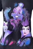 Disney Women's Cruella Maleficent Evil Queen Villains Graphic Black Shirt Size M