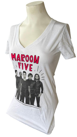 Royal Apparel Women's Maroon Five Band Graphic White Shirt Size Medium