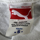 Puma Cat Logo White Short Sleeve Shirt Size Youth Small
