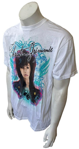 Anvil Men's Christina Grimmie Tour 2011 White Short Sleeve Shirt Size Large