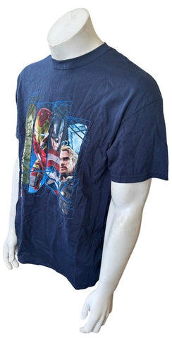 Gildan Men's Marvel Avengers Age Of Ultron Navy Short Sleeve Shirt Size Large