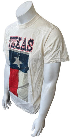 Fruit of The Loom Men's Texas Flag Graphic Beige Short Sleeve Shirt Size Medium