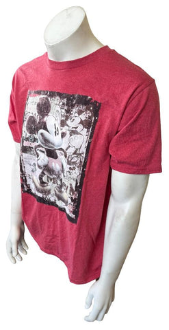 Disney Men's Classic Mickey Mouse Graphic Red Short Sleeve Shirt Size Large