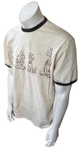 Disney Men's Mickey Mouse Donald Duck Goofy Pluto Drawings Graphic Shirt Size L