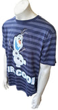 Disney Men's Frozen Olaf Mr. Cool Graphic Striped Short Sleeve Shirt Size Large
