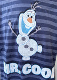 Disney Men's Frozen Olaf Mr. Cool Graphic Striped Short Sleeve Shirt Size Large