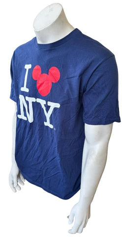 Disney Men's Mickey Mouse I Love NY Graphic Navy Short Sleeve Shirt Size Medium