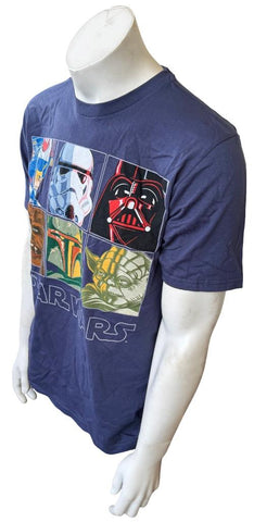 Disney Men's Star Wars Character Graphic Blue Short Sleeve Shirt Size Medium