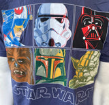 Disney Men's Star Wars Character Graphic Blue Short Sleeve Shirt Size Medium