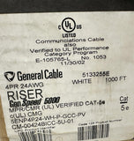 General Cable 5133255E GenSPEED 5000 Cat 5e Riser Cable 24 AWG White 354 ft