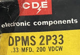 CDE DPMS-2P33 Capacitor .33 MFD 200 VDC