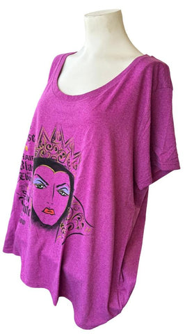 Disney Women's Snow White Evil Queen Lips Red As The Rose Pink Shirt Size 3XL