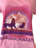 Disney Women's The Lion King Hakuna Matata Pink Short Sleeve Shirt Size Large