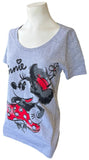 Disney Women's Classic Minnie Mouse Graphic Gray Short Sleeve Shirt Size Medium