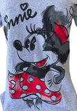 Disney Women's Classic Minnie Mouse Graphic Gray Short Sleeve Shirt Size Medium
