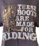 Alstyle Women's These Boots Are Made For Riding Graphic Brown Shirt Size Large