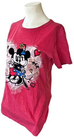 Disney Women's Minnie Mouse & Mickey Mouse Graphic Red Shirt Size Medium