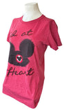 Disney Women's Mickey Mouse Kid At Heart Red Short Sleeve Shirt Size Medium