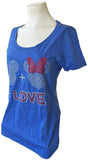 Disney Women's Mickey Mouse + Minnie Mouse = Love Blue Shirt Size Medium