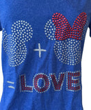 Disney Women's Mickey Mouse + Minnie Mouse = Love Blue Shirt Size Medium