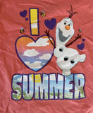 Disney Girls Frozen Olaf I Love Summer Graphic Orange Shirt Size Medium