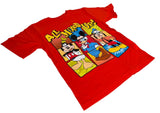 Disney Boys Mickey Mouse Donald Goofy All Mixed Up Red Short Sleeve Shirt Size S